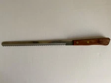 Vintage Robinson Serrated Bread Knife 9" Blade Wooden Handle