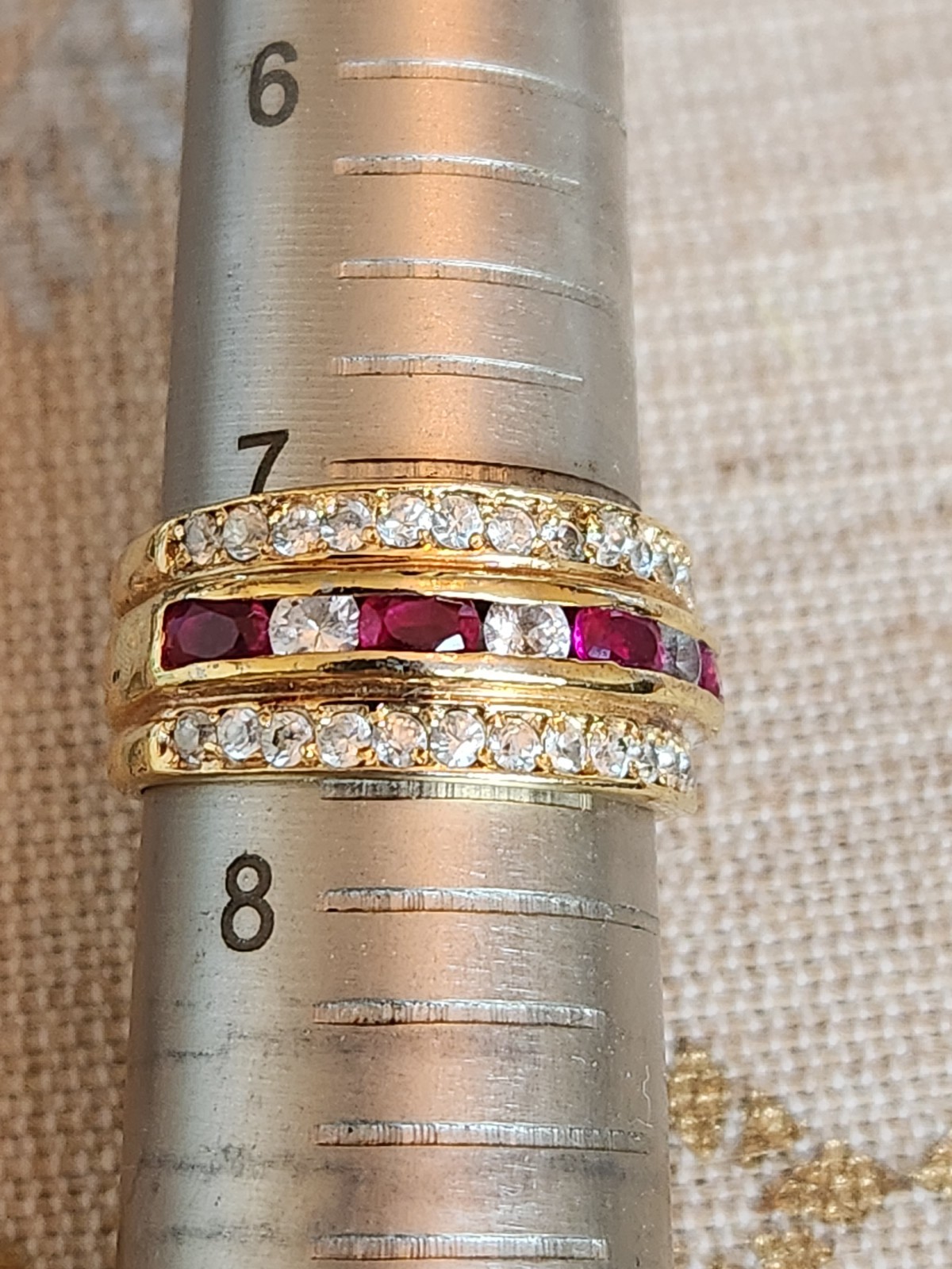 925 Sterling Silver  Simulated Red Ruby Princess … - image 2