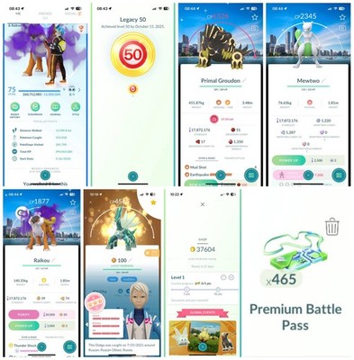 Poke Acc GO LvL 75 - 37k Coins, 465 Pass - 803 Legend, 992 Shiny-Name changeable