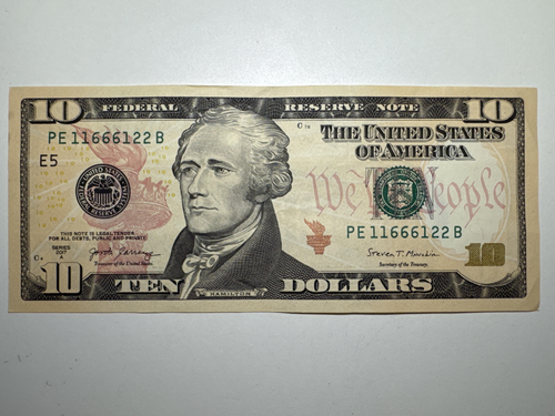 Rare $10 Dollar Bill Banknote Series 2017 A Fancy Serial Number Trinary 11666122