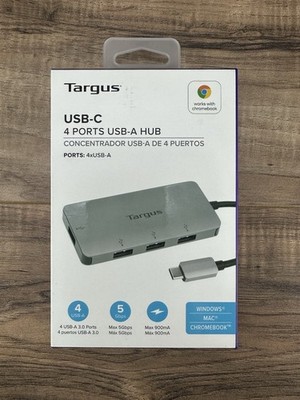 Targus USB-C 4-Port USB-A 3.0 Hub ACH226 for Windows Mac Chromebook New