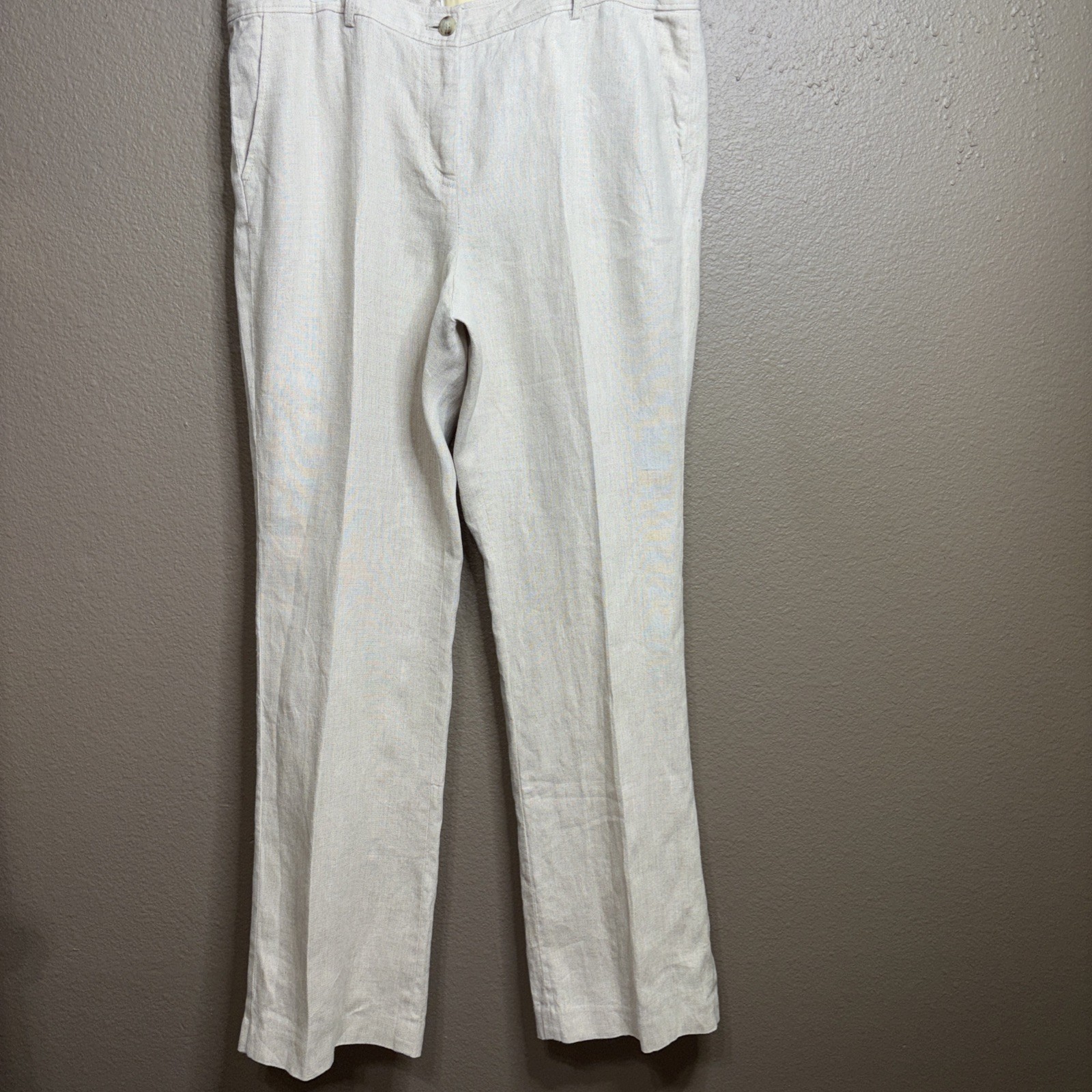 Michael Kors Pants Women Sz 16 Beige Tan Linen Wide Leg work Summer   34x34