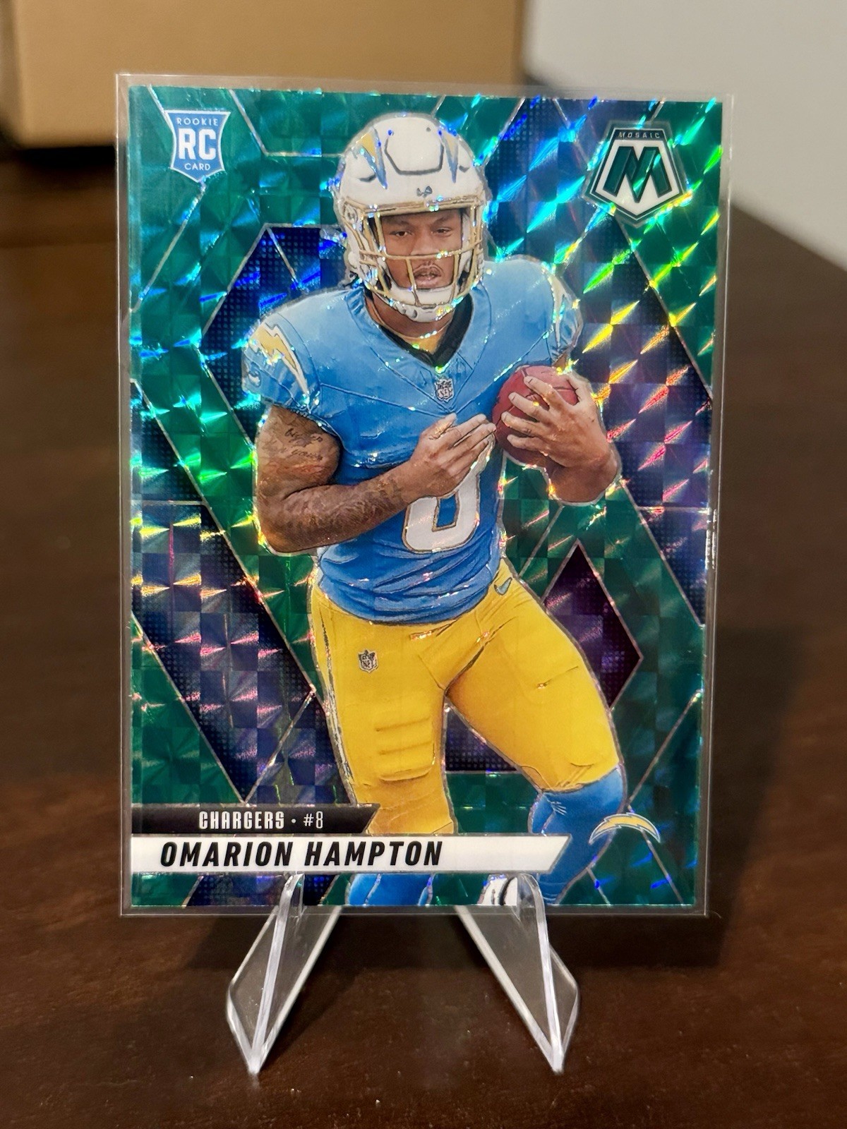 2025 Panini Mosaic - Rookies Omarion Hampton #335 Green Mosaic Prizm (RC)