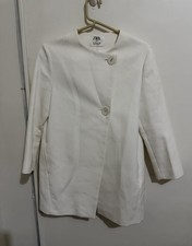 Zara Girls Cream Double Breasted Coat minimalist size 13-14