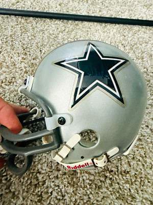 Riddell Dallas Cowboys Mini Football Helmet 3 5/8 Silver/Blue Metallic Full Face