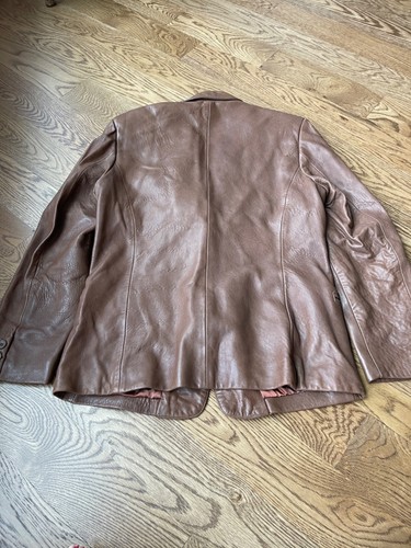 Giacca blazer donna Berman's "The Leather Experts" vintage marrone taglia 14 - Foto 6 di 6