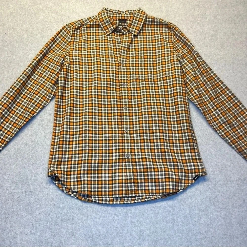 Prana Men's Los Feliz Flannel Shirt Slim Fit Pecan Pie Everyday Essential New S