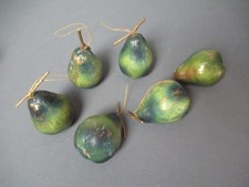 6 ozdób ze sztucznej gruszki vintage - zielonych ze złotymi atrakcjami - 2 3/4'' t - d6 sb