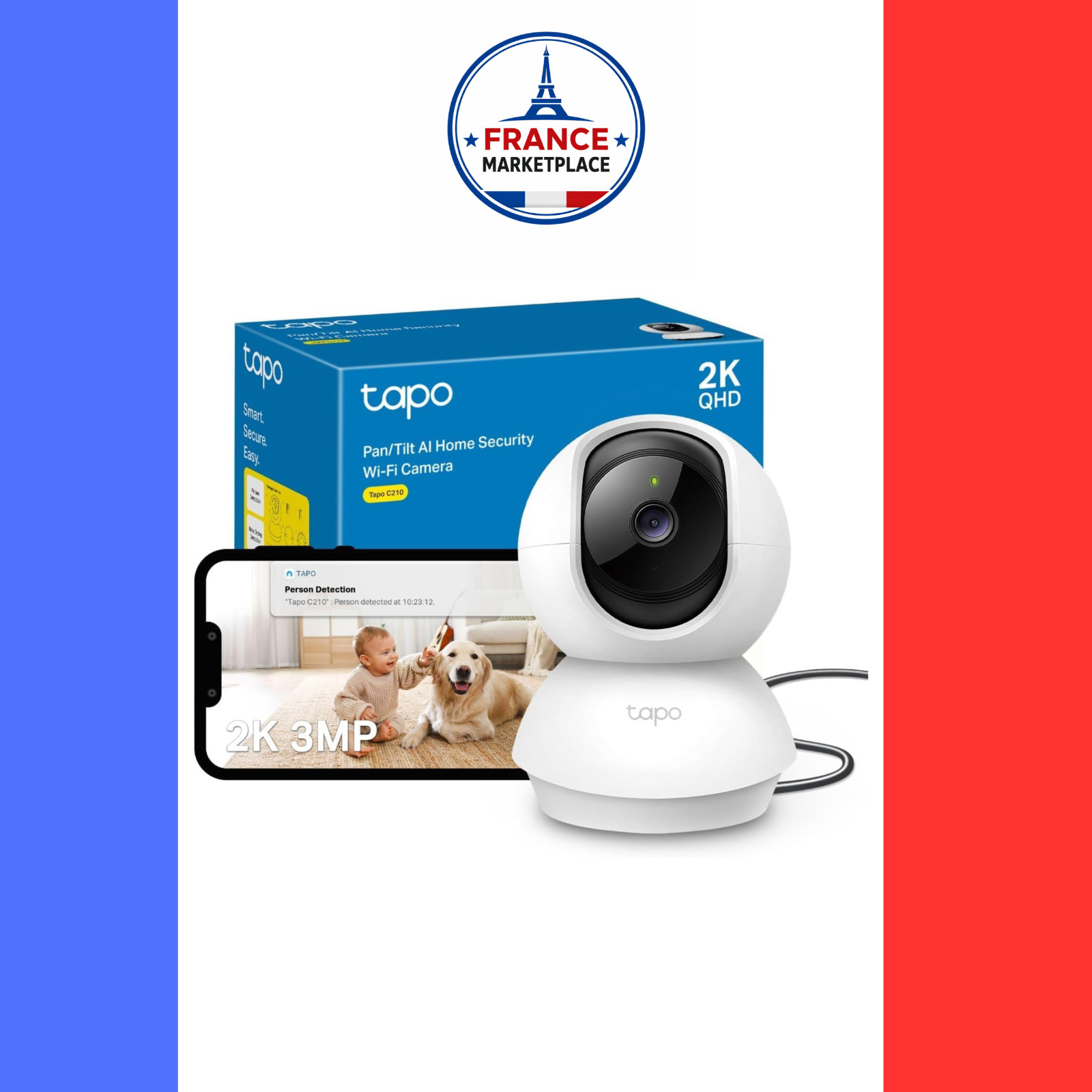 Caméra WiFi Intérieure 2K Tapo C210 Objectif Motorisé 360 et Audio Bidirectionnel