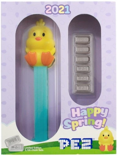 2021 30 gram PAMP Happy Spring PEZ Dispenser & Silver Wafers 6 x 5 g .999 AG