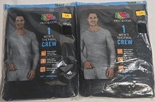 2 Pack Fruit of the Loom Thermal Top Shirt Base Layer Long John Black Large