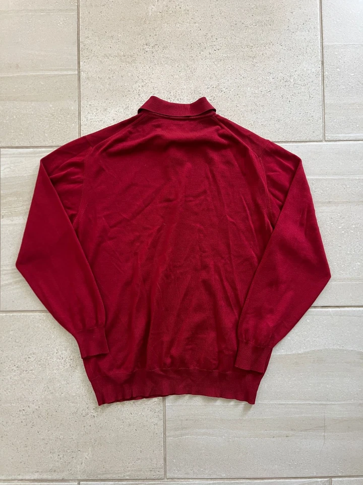 Brioni Red/Maroon Wool Long Sleeve Polo Sweater Jumper Men's Size Medium - Image 3 of 4
