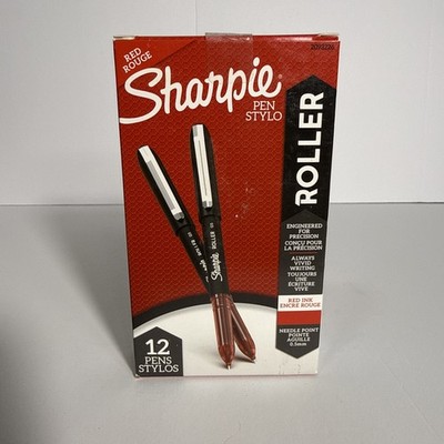 Sharpie Rollerball Pen, Needle Point (0.5mm) Precision Pen, Red Ink, 12 Count