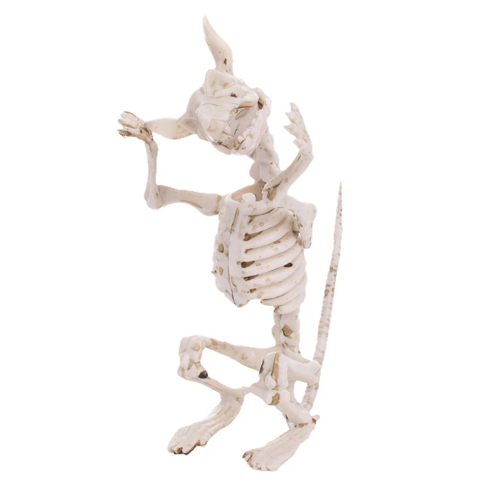 HUESOS DE ESQUELETO DE RATA de horror espeluznante de 7 pulgadas posable economía Halloween utilería decoración Foto 4 de 4