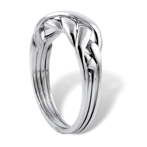 Platinum-plated Sterling Silver Interlocking Puzzle Ring - Picture 2 of 7