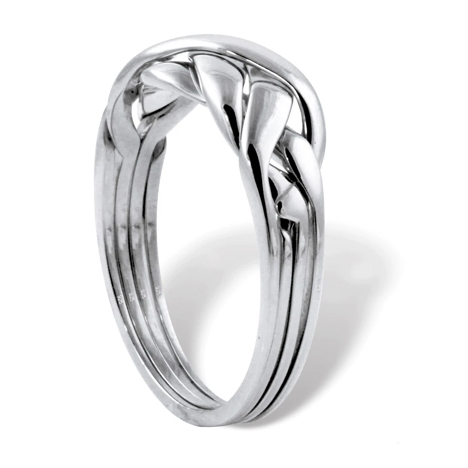 Platinum-plated Sterling Silver Interlocking Puzzle Ring - Image 2 of 4