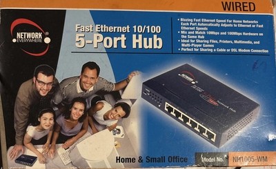 Network Everywhere Wired Fast Ethernet 10/100 5-Port Hub NH1005-WM
