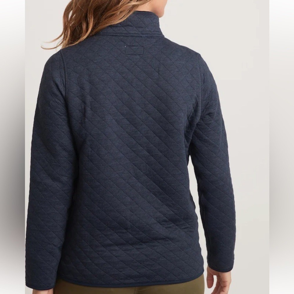 Marine Layer Women's Corbet Quarter Zip Quilted Pullover Navy Blue Size L