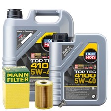 Motoröl 5W40 LIQUI MOLY Top Tec 4100 6L+MANN Ölfilter+Ölablassschraube