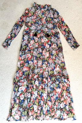Womens Dress-BY ANTHROPOLOGIE-multi sheer 'Marais Floral Printed Chiffon Maxi'-S