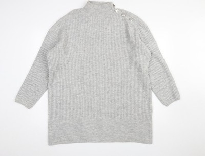 River Island Damen Strickpullover grau Stehkragen Größe M