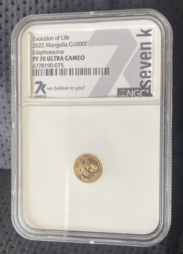 2022 Mongolia 1/2g .9999 Gold Evolution of Life Edaphosaurus PF70 UC