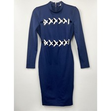 Guess Dress Womens Pia Detail Sweater Sheath Bodycon Blue Size Small
