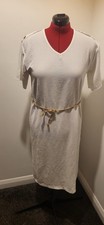 Creamy White Shift Style Day Dress With Rope Belt And Button Shoulder Detail 14
