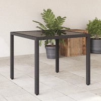 Gartentisch Poly Rattan Schwarz Mit Glasplatte 90X90X75 Cm