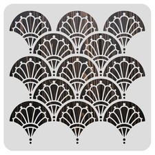 BENECREAT 12x12 Inch Art Deco Stencil - Geometric Floral Painting Stencils for