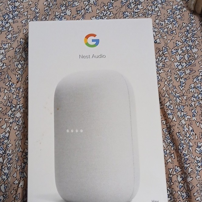 Google Nest Audio Smart Speaker, Gray Fabric, Rectangular Design