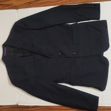 Vinci Men's Black Two Button Suit Blazer Jacket Purple Accent Designed Size Xs-S