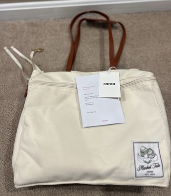 Caraa Market Tote Bag NEW Insulated Grocery Organizer Leather Straps NWT