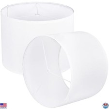 Elegant White Drum Lamp Shades Set of 2, 13" x 10", Natural Linen, Easy Assembly
