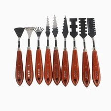 Wood Handle Palette Knives 9 Piece Create Texture Spatulas for FX Special Eff...