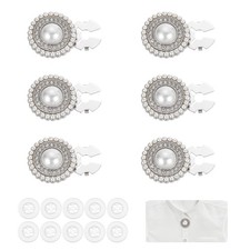 6 Pcs Rhinestone Button Covers, Pearl Buttons, White/Silver Style 3