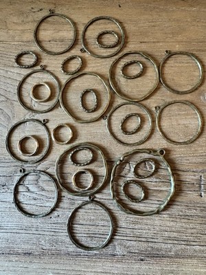 Hammered Brass Pendants Ring Lot  Artisan Jewelry Findings/Connectors Boho