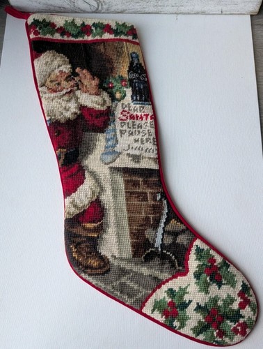 Vintage Coca Cola Santa Nadelspitze Weihnachtsstrumpf 19" 1997