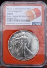 RARE 1986S $1 Silver Eagle NGC MS69 Original Mint Tube Coin
