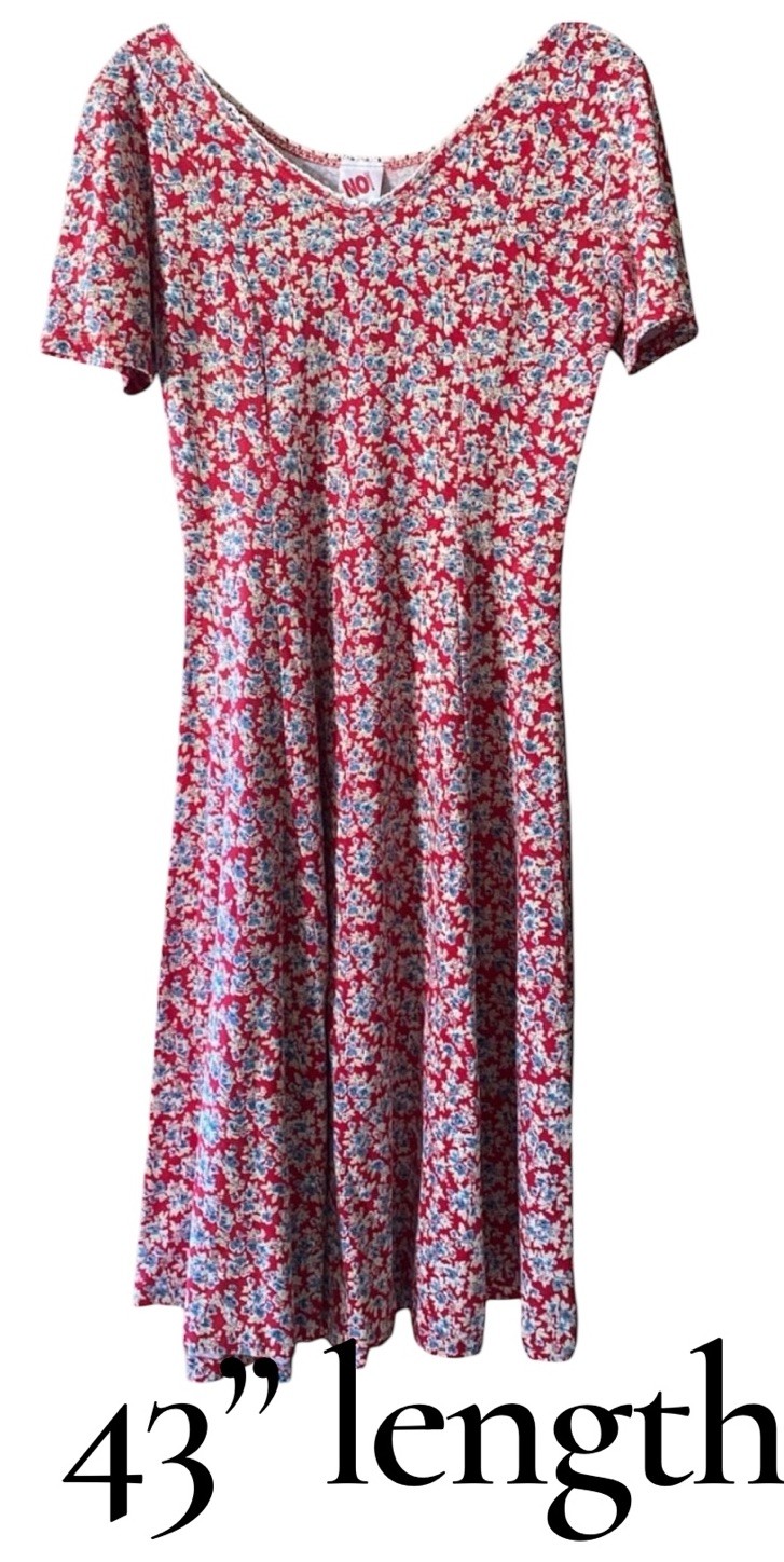Vintage Y2K No Boundaries Small Cottage Core  Maxi Dress Red Floral