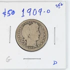 1909-O Barber Quarter Good Silver 25c New Orleans Mint