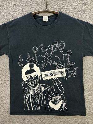 VTG Wiz Khalifa Rolling Paper T-Shirt Sz Large Hip Hop Rap Joints Black/white
