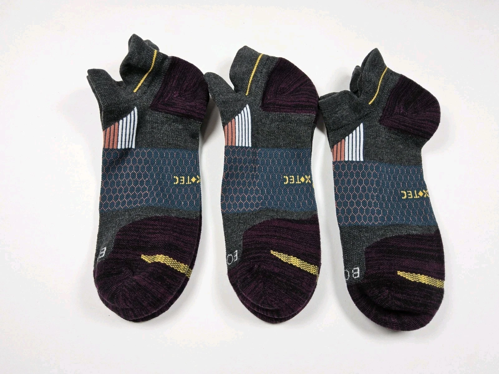 Bombas Hex-Tec Athletic Ankle Socks Lot Of 3 Pairs Size XL