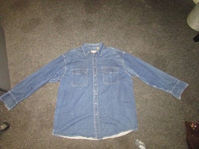 CE Schmidt Workwear Denim Jean Pearl Snap Shirt Mens 2XL Blue Western