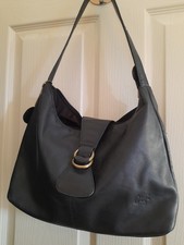 Gigi Navy Blue Leather Slouchy Shoulder Bag Medium Size