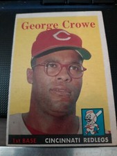 1958 Topps Baseball #12 George Crowe, Cincinnati Redlegs, 1st Base, 