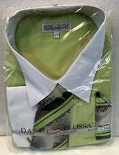 Daniel Ellissa Green Shirt Tie Handkerchief 22.5/36/37 
