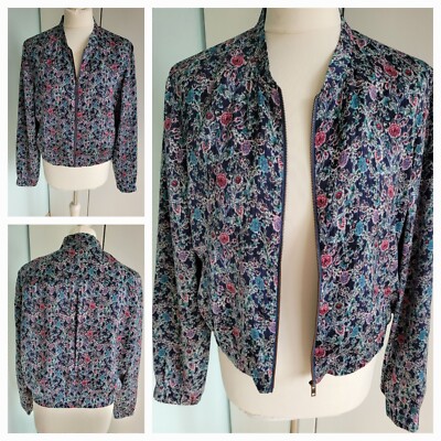 Neu Esprit BLOUSON Bomberjacke Jacke Blazer Collegejacke Blumen bunt Größe L