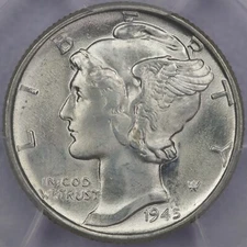 1945 10c Mercury Dime - PCGS MS 65