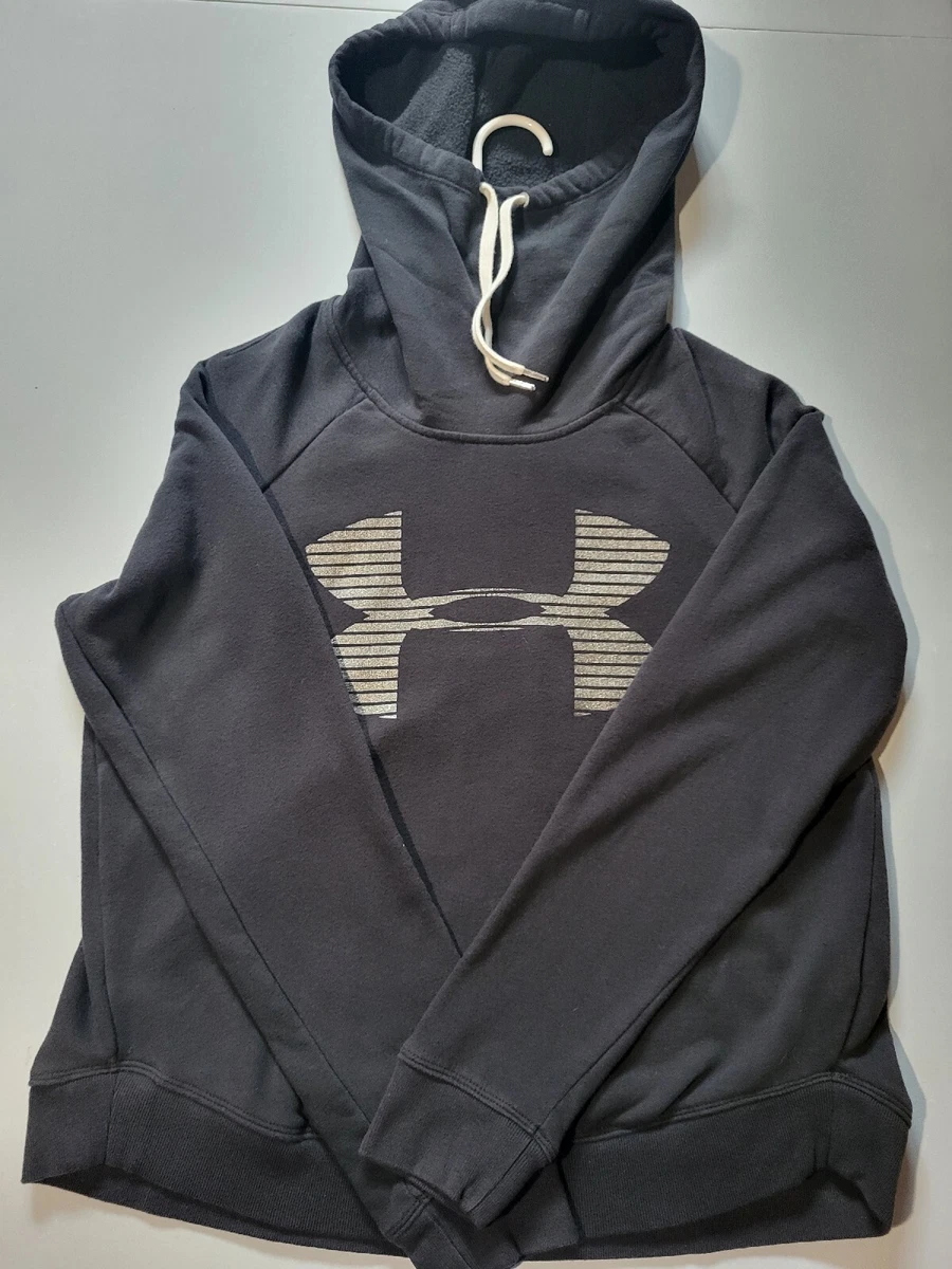 Womens Under Armour Loose Fit High Neck Pullover Hoodie Size Medium Black